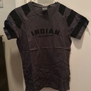 Women’s Indian Motorcycle , dark gray striped tea size small brand new